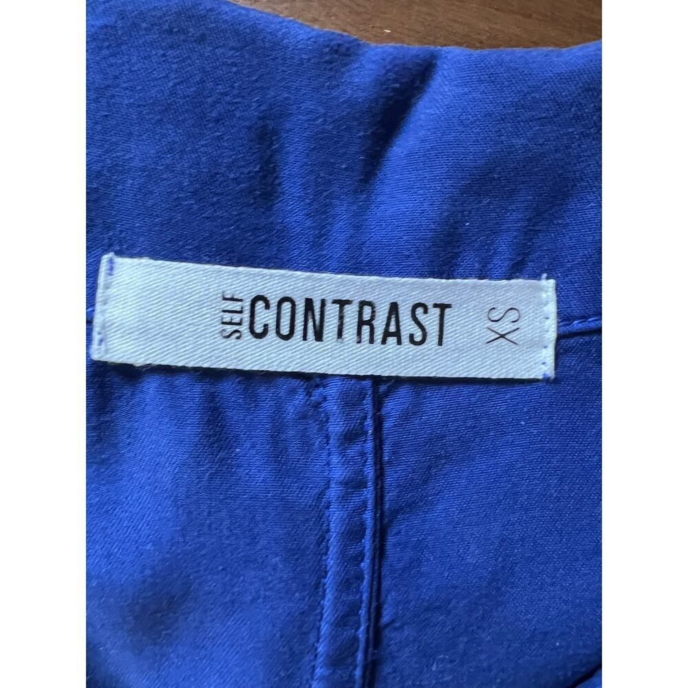 Self Contrast Tencel Button Front Top XS Blue Tie Front Shirt NWT - Picture 4 of 7